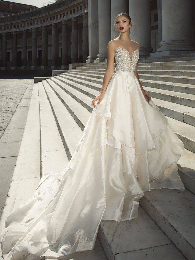 emerald green prom dress a line A-line Satin Wedding Dress,Modern Wedding Dress With Straps,WD00900, US16 / White
