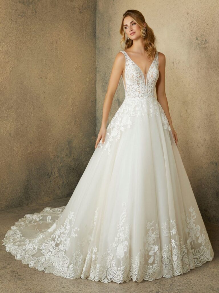 open lace back dress Mori Lee 8291